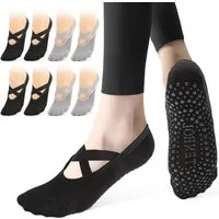 FOUORTUNATE-BEE Sportsocken Yogasocken Damen 35–39, 4 Paar Rutschfeste Socken für Yoga Anti-Rutsch Socken für Ballett Tanz Fitnessstudio & Zuhause