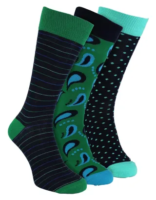 HS von Happy Socks - Herren 3er-Pack Spaß Herrenstrümpfe - Streifen (Grün)