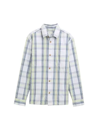 Tom Tailor - Overshirt mit Karomuster blue lime light check - Gr. - M