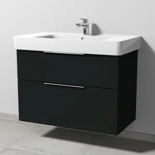 Sanipa 3way Waschtischunterbau zu Geberit Renova Plan Waschtisch mit 2 Auszügen, Vulkan-Matt UP8801V
