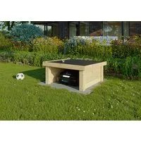 KONIFERA Mähroboter-Garage aus unbehandeltem Fichtenholz, BxTxH: 106x106x54 cm, aus 28mm starken Bohlen, Schutz vor Regen, Wind und Sonne