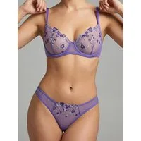 Elegant Love Set: Push-up-BH Bestickter BH & Tüll-Tanga, Transparentes Mesh-Dessous (Set, 2-tlg., mit String, Panty) elegantes Lingerie Sexy Set, Unterwäsche für Frauen