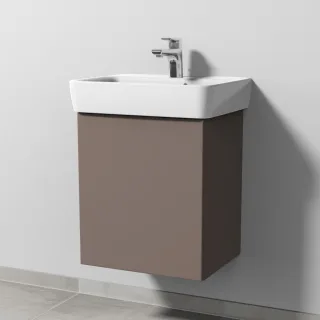 Sanipa 3way Waschtischunterbau zu Geberit Renova Plan Waschtisch mit 1 Tür, Taupe-Matt SP8721T