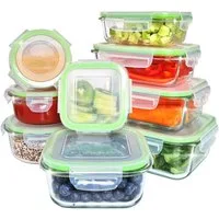 Fresh Master Frischhaltedose 18 tlg. Glas Vorratsdosen Set Frischhaltedosen auslaufsicher luftdicht, Borosililatglas, (Spar-Set, 18-tlg), 100% auslaufsichere + luftdichte Vorratsdosen mit Deckel
