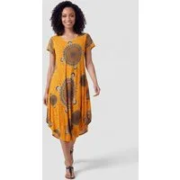 PEKIVESSA Sommerkleid Luftiges Strandkleid mit asymmetrischem Saum und lässigem Mandala-Muster im Ethno-Look