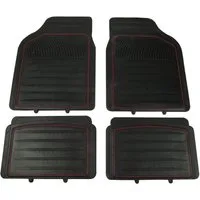 Cartrend Universal-Fußmatten Automatten Set Gummi 4-teilig Schwarz/Rot (4 St), für Universal Universell Universal, Universal Gummimatten Fußmatten Auto PKW KFZ Matten Gummifußmatten