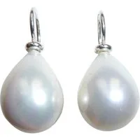 Mugello Perlenohrringe Goccia weiß Sterlingsilber Muschelkern zeitlos elegant Tropfen, Perlenschmuck für Frauen, Bügel 925-er Sterlingsilber