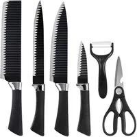 Diyarts Messer-Set (Hochwertiger Edelstahl für langlebige Schärfe, 6-tlg., ergonomische Polypropylen-Griffe für maximalen Komfort), modern, präzise Schnitte durch gebogene Klingenschneide