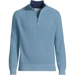 DRIFTER Pullover mit Reißverschluss, Herren, size: regular, Blau, Baumwolle, by Lands' End