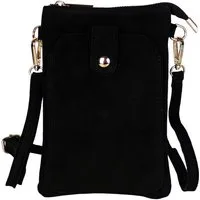 MIRROSI Handytasche Damen Kleine Umhängetasche aus Wildleder Made in Itlay (ca.14x21x3cm), Mini Handytasche zum Umhängen, Handy Tasche