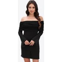 Imily Bela Strandkleid Damen Off-Shoulder Stricken Trompetenärmeln Minikleid Bikini Cover-up (Packung, 1-tlg., 1per-Pack) gehäkelt mit Glockenärmeln in Unifarbe