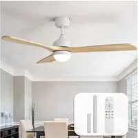Sofucor Deckenventilator mit LED-Licht – Massivholzflügel & leiser Gleichstrommotor, ⌀ 132 cm, dimmbare Farbtemperatur, Timer & Winter-Sommer-Funktion