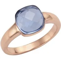Jamelli Fingerring Silber 925 rosé-vergoldet mit hellblauem Quarz-Stein (beh)
