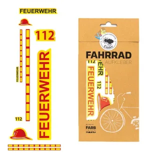 Fahrradaufkleber FEUERWEHR | Farbviereck | 40 Aufkleber in gelb-roten Feuerwehrdesign | für Helm und Fahrrad