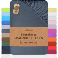 NatureMark Spannbettlaken Mikrofaser Spannbetttuch, Polyester, Gummizug: rundum, viele Größen und Farben Markenware, 90x200cm, Anthrazit grau
