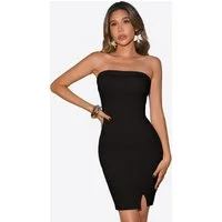 Imily Bela Bustierkleid Damens trägerloses Strickkleid (Packung, 1-tlg., 1per-Pack) figurumspielend