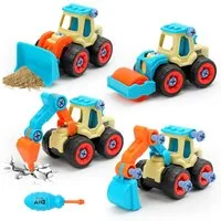 MINISO Spielzeug-Baumaschine 4 in 1 Bagger Zerlegen Spielzeug Ab 3-5 Jahre - Baufahrzeuge, LKW, Sandkasten, DIY Auto - Geschenk für Jungen