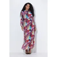 Ulla Popken Cocktailkleid Maxi-Abendkleid doppellagig Langarm