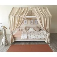 Baby Fancyroom Betthimmel Betthimmel beige Musselin Hausbett Kinderbett 320cm 360cm Montessori (2-tlg. Set mit Schlaufen, Baldachin, Kinder Betthimmel Baldachin Himmel Deko Set), Betthimmel für Hausbett Montessori