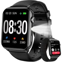 blackview 1,91 Zoll Smartwatch Damen Herren mit Taschenlampe, Bluetooth Anrufe Smartwatch (4,85 cm/1,91 Zoll, iOS/Android), 350mAh (6+Tage),100+ Sportmodi,Fitnessuhr für Android iOS,Herzfrequenz