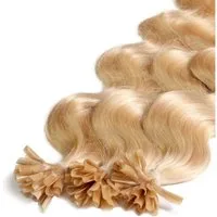 hair2heart Echthaar-Extension Premium Bondings gewellt #9/0 Lichtblond 50cm