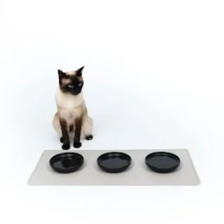 LucyBalu SQUARE Katzen Napfunterlage taupe L