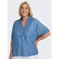ONLY CARMAKOMA Jeansbluse CARCHARIS LIFE CAP SLEEVE SHIRT PNT im Denim Look, loose fit, elastische Ärmelbündchen
