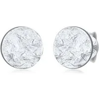 Elli Paar Ohrstecker Plättchen Rund Struktur Silber 925