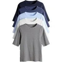 The Set T-Shirt The Set Gerippte T-Shirts mit 3/4-Ärmeln, 5er-Pack (5-tlg)