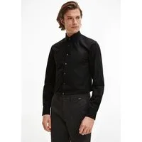 Calvin Klein Businesshemd POPLIN STRETCH SLIM SHIRT mit Kentkragen, Logoprint auf Brusthöhe