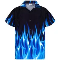 King Kameha Hawaiihemd "Flames" Funky Hawaii-Hemd Herren Kurzarm Front-Tasche Stylish