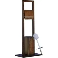 relaxdays Toilettenpapierhalter WC Garnitur Bambus dunkelbraun
