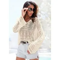 s.Oliver Strandpullover mit semi-transparentem Ajourmuster, sommerlicher Strickpullover