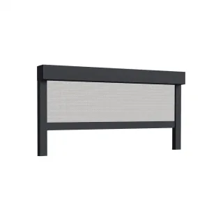 Außenrollo Hellgrau, Eckig 90° Kasten 95 x 95 mm, Rahmen Anthrazit RAL 7016, 1200 x 600 mm, 120 cm Basic Antrieb rechts, individuell konfigurieren