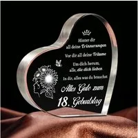 FOUORTUNATE-BEE Dekoobjekt Acryl Herz Tischdeko zum 18. Geburtstag für Mädchen (1 St), Herzförmiges Acryl Geschenk für den 18. Geburtstag