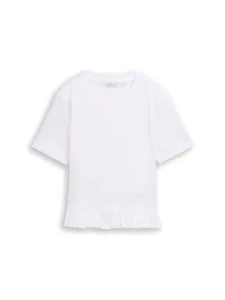Denim Tom Tailor - T-Shirt mit Volants white - Gr. - S