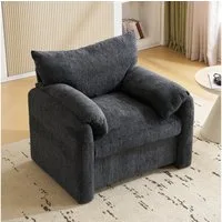 KLAM HOME Sessel Modernes Design Chenille-Stoff Relaxsessel mit dicken Kissen Armlehne, Einzelsofa,übergroßer Sessel geeignet für Wohnzimmer und Schlafzimmer