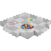 relaxdays Spielmatte 36-teilige Puzzlematte mit Rand (Grau), grau