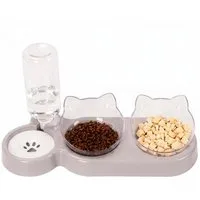 FOUORTUNATE-BEE Napf-Set 3 in 1 Katzennapf Set mit Trinkspender Doppelnapf für Katzen Hunde, Für Katzen Kätzchen Kleine Hunde Futter Wasser Alltag Zuhause Pflege