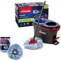 Vileda Wischmopp H2prO Rotationsmopp mit Eimer 2 Nachfüllungen, Zentrifugationssystem, klappbare Stange, einfache Reinigung von Ecken