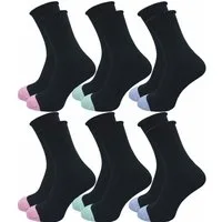 GAWILO Diabetikersocken für Damen mit Rollrand - Ohne drückende Naht & ohne Gummidruck (6 Paar) Venensocken aus atmungsaktiver Baumwolle - in schwarz & bunt