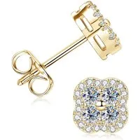 ROUGEMONT Paar Ohrstecker Funkelnde Clover Moissanit Damen Ohrstecker Kleeblatt Design, Mit Echtheitszertifikat