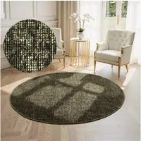 ELLE DECORATION Teppich Prisma, rund, Höhe: 5 mm, Glanz-Effekt, Karo Design, Kachel-Optik, Wohnzimmer, Schlafzimmer,Flur