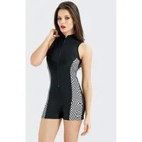 C&CITY Badeanzug Damen Badeanzug mit Polka Dots, Reißverschluss