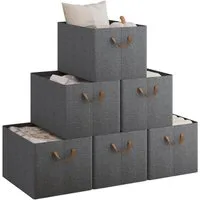 Woltu Aufbewahrungsbox (6 St), Aufbewahrungswürfel Stoff, mit Griffen, faltbar, Grau