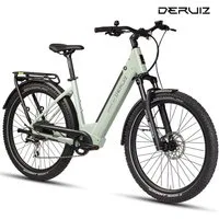 DERUIZ E-Bike Trekkingrad 28 Zoll, Quartz 2.0/SUV, max. 160km, Drehmomentsensor, Bluetooth+APP, 8 Gang SHIMANO Acera RD-M360 SGS Schaltwerk, Kettenschaltung, Hinterradmotor, 644 Wh, SUV, Tiefeinsteiger, RH: 46cm, Elektrofahrrad für Damen und Herren