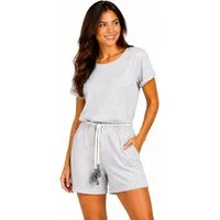 SUBLEVEL Jumpsuit Damen Sommer Overall mit Flechtgürtel Taschen & Turn-Up Ärmeln Perfekte Passform Hochwertige Verarbeitung, Angenehm weich & bequem