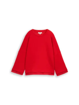 Tom Tailor - Loose Fit Sweatshirt mit 7/8-Arm soft scarlet red - Gr. - XXL