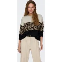 ONLY Rundhalspullover ONLJADE ANIMAL LS O-NECK NOOS KNT Kunstfaser, regular fit