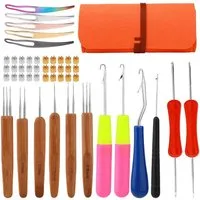 LuxusKollektion Häkelnadeln Dreadlock-Häkelnadel-Set 48-teilig, 6 Nadeln verschiedene